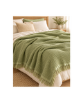 Sage Waffle Fringe Bedspread