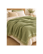 Sage Waffle Fringe Bedspread